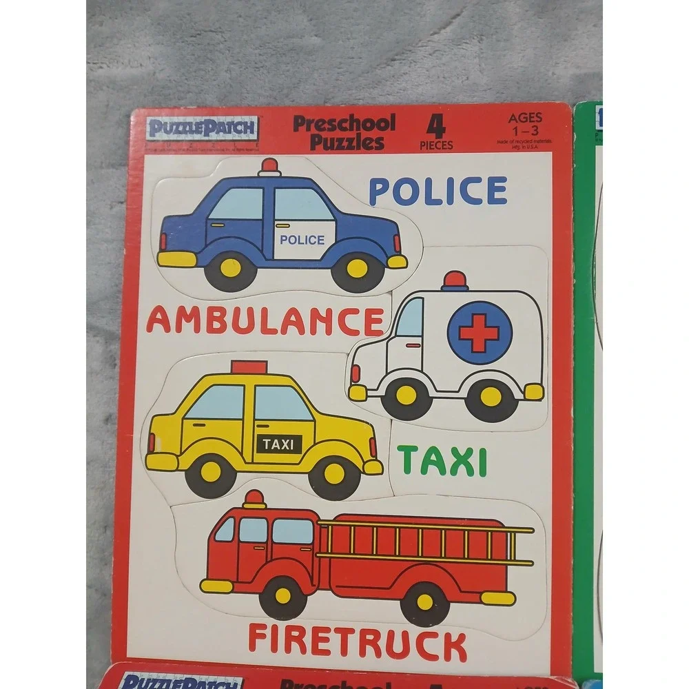 Vtg PuzzlePatch Preschool Puzzles Set of 6 Ages 1-3 Cardboard 1992 Made in‎ USA